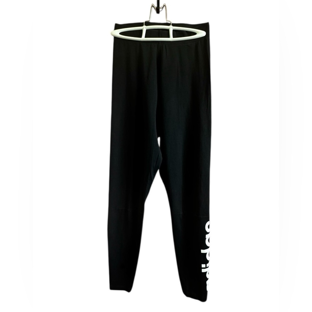 Adidas Essentials Linear Black White Side Logo Training Tight Leggings Sz XS